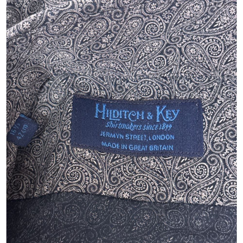 Hilditch & Key Dress Shirt 16.5 Mens Paisley Print Long Sleeve Button